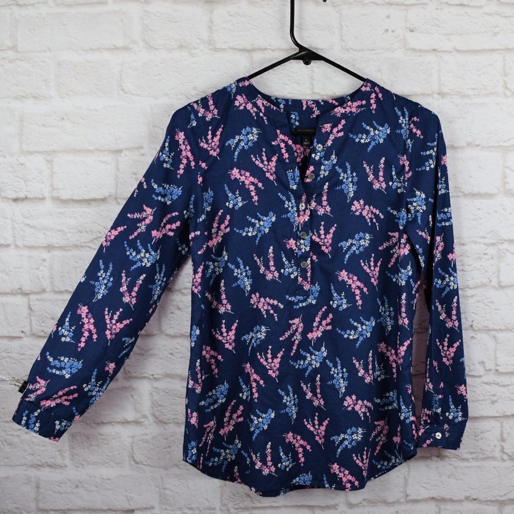 Talbots Floral Peasant Long Sleeve Blouse Top P